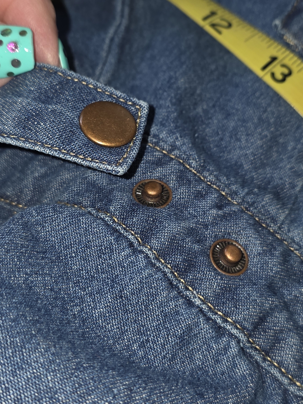 NWOT Miou Muse Classic Blue Denim Jean Jumpsuit With Snap Close Size Large - Picture 13 of 13